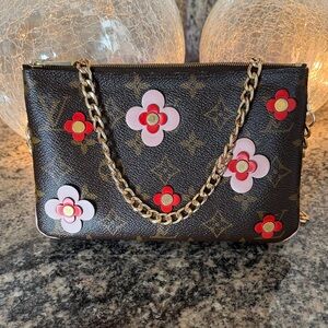 Louis Vuitton Monogram Blooming Flowers Double Zip Pouchette